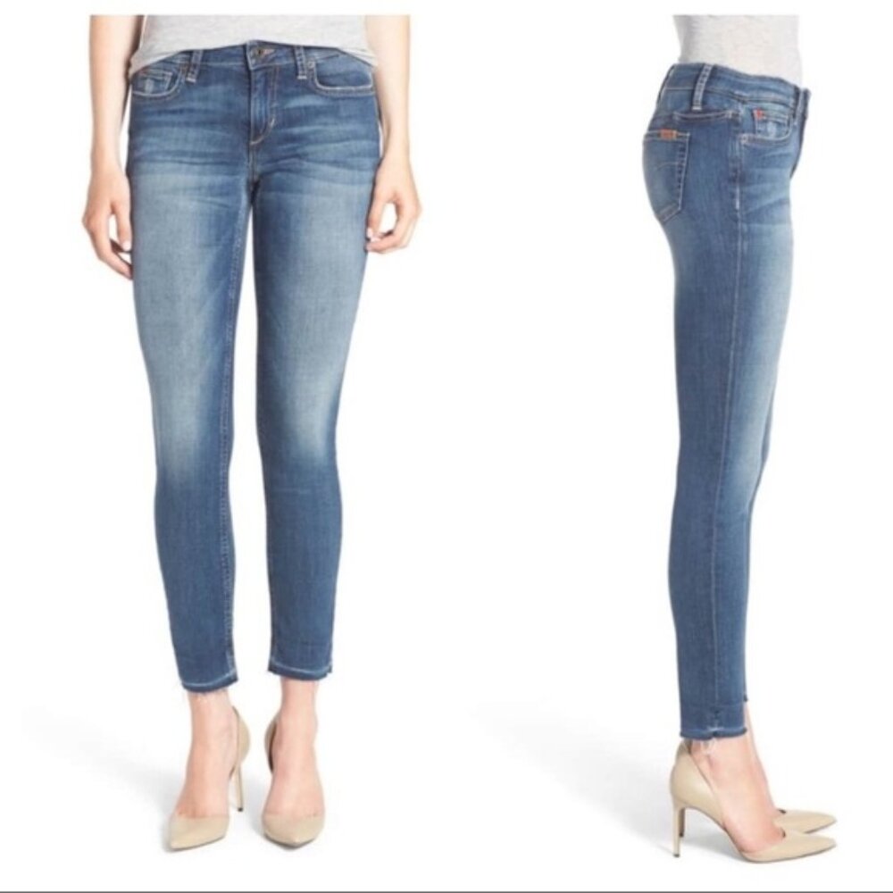 Anthropologie Joe's Jeans Skinny Jeans Icon Ankle Sonoe Denim dark wash raw hem
